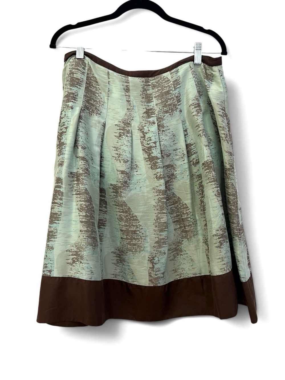 Anthropologie Odille 100% Silk Mint Brown Size 8 Y2K